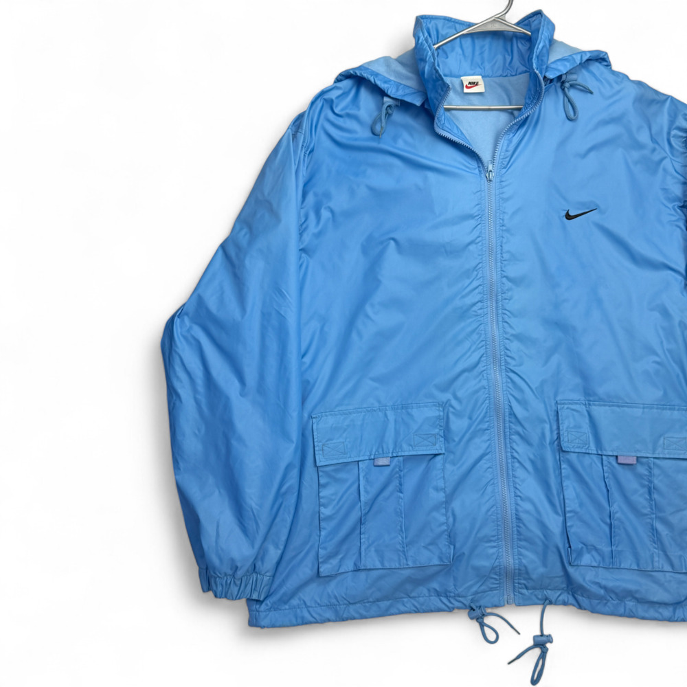 Nike 3XL Light Blue Windbreaker Jacket Vintage 90s Full Zip Hooded - Picture 5 of 8